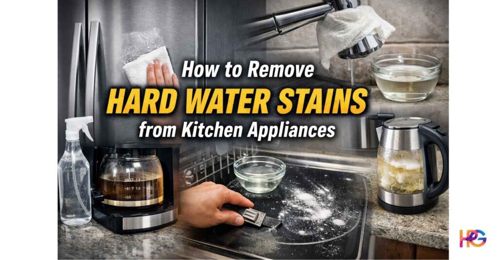 Cloudy blender jar with visible hard water stains and mineral buildup on glass surface