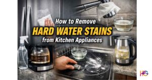 Cloudy blender jar with visible hard water stains and mineral buildup on glass surface