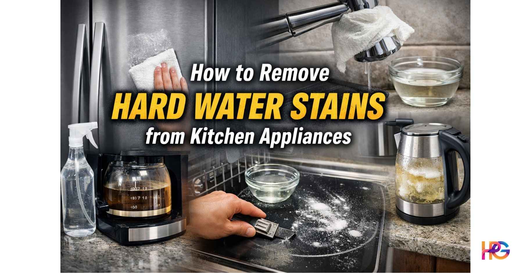 Cloudy blender jar with visible hard water stains and mineral buildup on glass surface