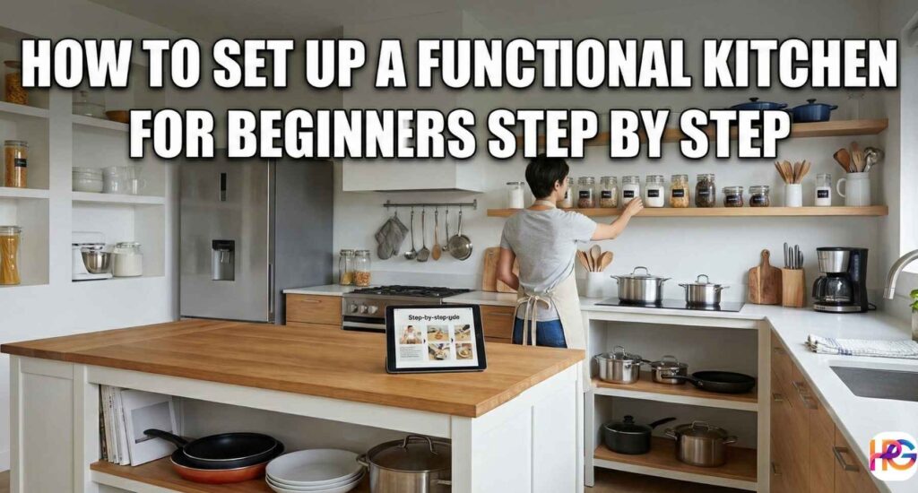 A clean and organized functional kitchen setup for beginners with essential tools on the counter.