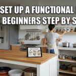 A clean and organized functional kitchen setup for beginners with essential tools on the counter.