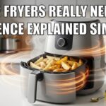 Golden potato wedges inside an air fryer with swirling hot air lines, showing if air fryers really need oil.