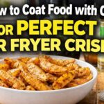 Bowl of seasoned potatoes coated with oil using a brush and sprayer for perfect air fryer crisp texture