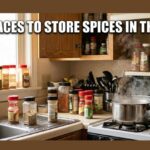 Worst places to store spices in the kitchen showing jars exposed to a hot stove, a wet sink, and a sunny window.