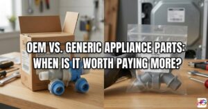 A side-by-side comparison of an original brand water valve and a generic version to help answer the question, are OEM parts worth it?