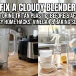 how to clean a cloudy blender pitcher before and after with vinegar and baking soda.