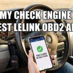 A person holds a phone showing a car diagnostic app screen that reads, "FIXED MY CHECK ENGINE LIGHT! BEST LELINK OBD2 APP." with a green checkmark indicating "CODES CLEARED! NO FAULTS FOUND." The LELink OBD2 adapter is plugged into the car's dashboard.