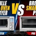 Breville Smart Oven Air Fryer vs Pro, showing both stainless steel countertop ovens side by side for comparison.