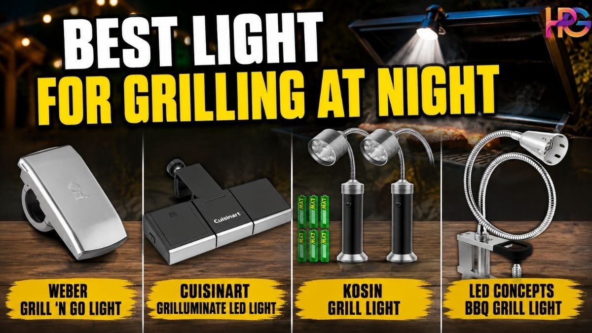 Best light for grilling at night featuring four LED grill light options for outdoor cooking.